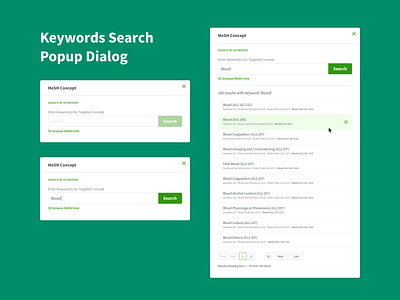 Keyword Search Dialog Pop Up listing pagination product design search search ui ui ui component ux