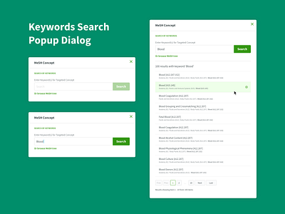 Keyword Search Dialog Pop Up