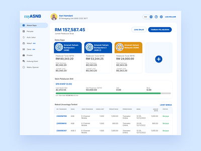 myASNB Portal Home Redesign dashboard ui financial dashboard home landing malaysia portal ui redesign ui ui design uiux web design