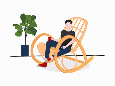 Rattan Rocking Chair character design illustration vector