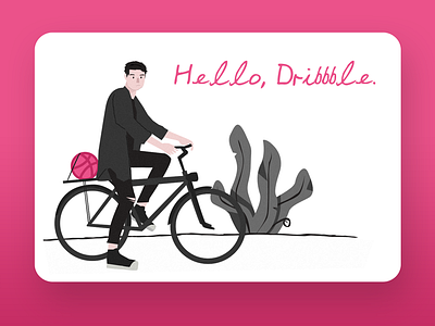 Hello Dribbblers character first shot illustration