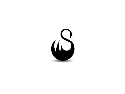 Black Swan icon logo mark swan