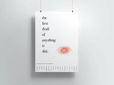the first draft of anything is shit design flat minimal poster poster art poster design typography