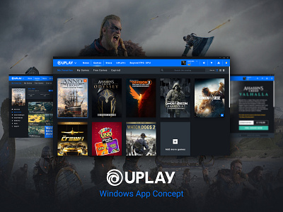 Uplay App Concept - Part 3 app concept design flat game gaming icon minimal ui ux vector windows