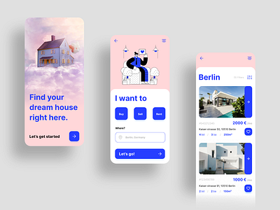 Real Estate Listing Mobile App app application concept design estate filter flat home house listing minimal mobile real realestate search ui ux vector website