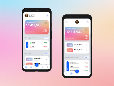 Banking App app bank bank card banking banking app bankingapp card cards credit card design finance fintech flat gradient minimal navigation ui ui design ux