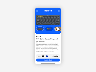 Logitech Store Product Page Concept concept design ecommerce flat keyboard logitech minimal mobile page phone product product page store ui ux vector