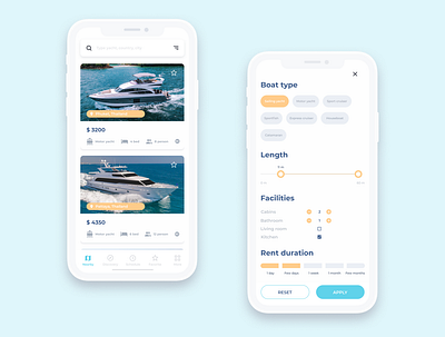 Yacht Rental App app design iphone iphone11 minimal product design travel ui ui ux ux web