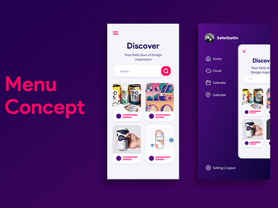 Application menu concept graphic design ui ux
