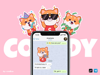 Sticker Pack for Telegram: Mr. Cody branding design icon illustration logo typography ui ux vector web