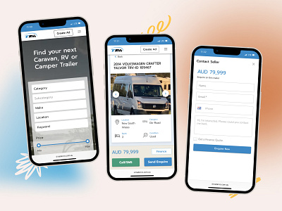 Design concept for caravan selling mobile app