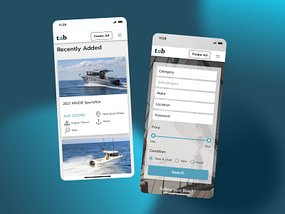 Design concept for boat marketplace mobile app branding design ui ux web