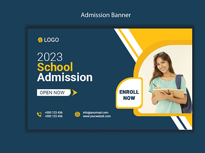 Admission School Banner a4 flyer admission open admissions banner ad banner design bifold brochure branding brochure design business illustration logo ui