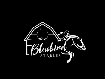 Bluebird Stables logo black white branding design illustration logo