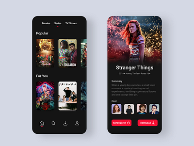 Movie Streaming App Design app appdesign design movie ui uidesign ux uxdesign