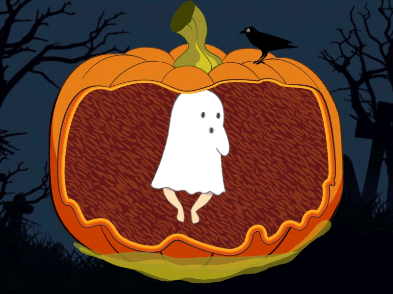 Collampkin after affects animation blurb cgmgzn collaboration ghost halloween illustration motion pumpkin raven worms