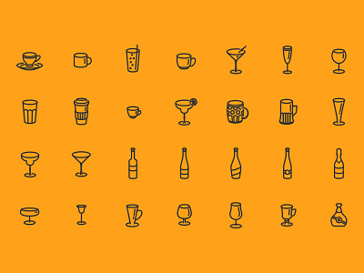 Glasses Bottles & Cups - Free Icon Set beer bottle coffee cup drink free glass icon icon set outline party wine