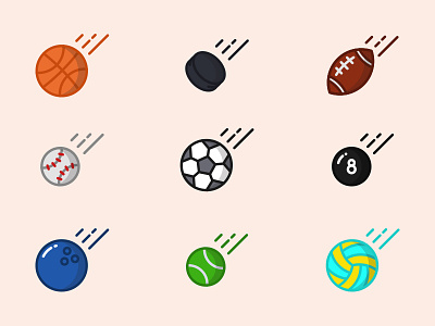 Sporty Balls - free icon set balls baseball basketball fotball hockey icon illustration socer sport tennis volleyball