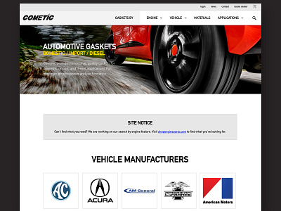 Cometic Gasket Web Design Applications Layout
