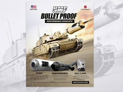 Advertisement HMF Bullet Proof Exhaust System advertising advertisment campaigns client work design marketing agency marketing campaign photoshop art