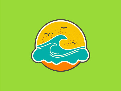 Tropical Melt beach birds bliss bright cheerful cloudless energetic fresh ice cream logo melt sea sunny tropical waves