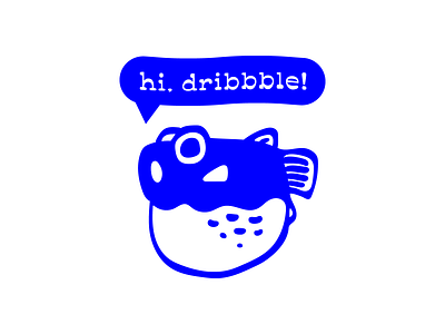 Hi Dribbble! blowfish blue debut identity illustration pufferfish vector