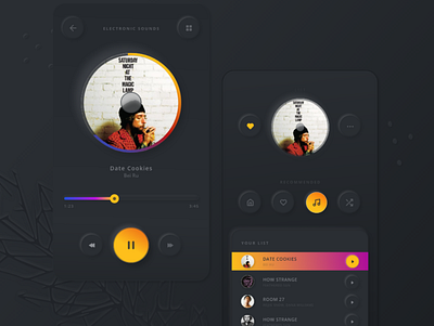 Dark Soft Ui Mobile / App adobexd app app design dark mode dark ui mobile ui music app neumorphism softui ui uidesign uiux ux uxdesign