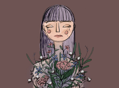 Post-Therapy art cry design female floral girl illustration illustrator pastel photoshop procreate