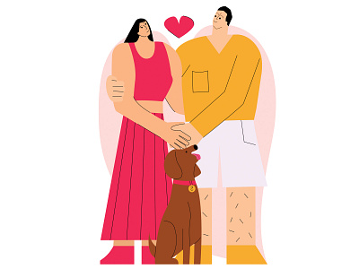 Lovers with a dog flat