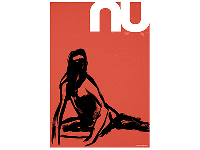 RedNude brush draw nude poster red woman