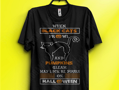 WHEN BLACK CATS PROWL AND PUMPKINS GLEAM black cats halloween tshirt cat tshirt graphicdesign halloween design illustration print design tshirt design