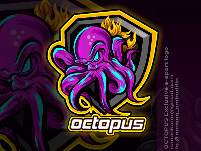 e-sport logo OCTOPUS design esport esport logo esportlogo esports esports logo game game design gaming illustration logo logo design logodesign octopus squad squid tshirt design tshirtdesign vector