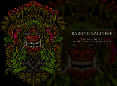 Barong balinese culture illustration artwork artwork balinese barong character culture dark illustraion skull tshirt design tshirtdesign underground vector