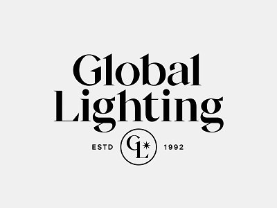 Global Lighting badge burst crest lettering light lighting lockup logo logo design modern monogram serif type typogaphy