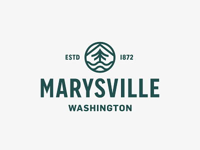 City of Marysville Identity badge branding city city logo crest illustration lockup logo marysville modern ocean seattle tree typography washington
