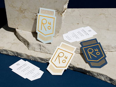 R40 badge branding business card identity illustration logo modern new york pattern restaurant stationery typography