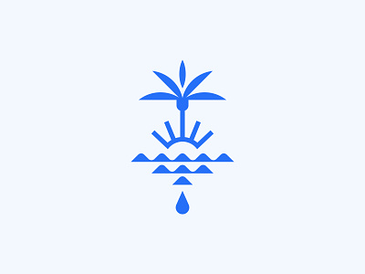 Wells Coffee badge beach branding design florida illustration lockup logo modern palm palm tree sun typography water