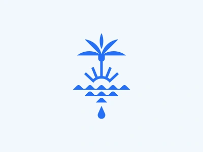 Wells Coffee badge beach branding design florida illustration lockup logo modern palm palm tree sun typography water