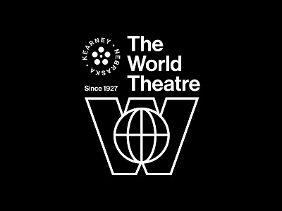 The World Theatre badge branding illustration lockup logo modern movies theater typography vintage