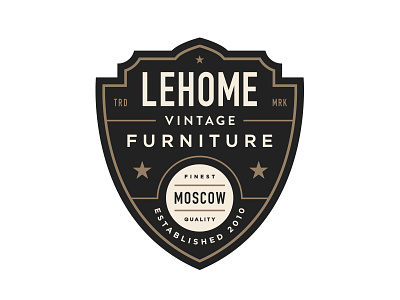 Lehome Vintage Furniture badge branding crest gold layout line lockup logo moscow shield typography vintage