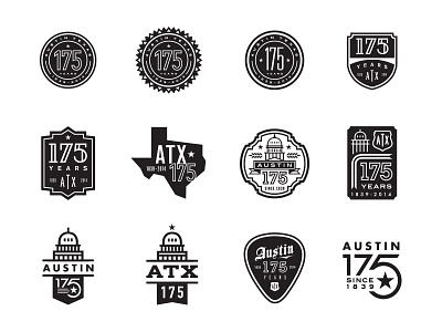 Austin 175th Anniversary Logo 175 anniversary austin badge branding capital city lockup logo texas typography vintage