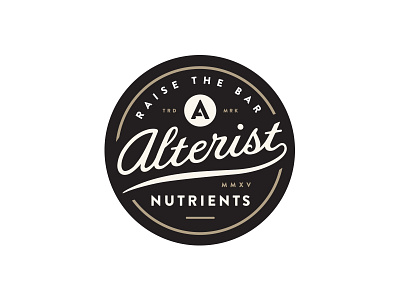 Alterist Nutrients a badge branding crest lockup logo monogram nutrition script typography vintage workout