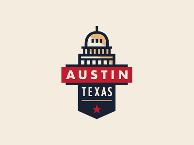ATX Badge austin badge banner branding building capital crest linework lockup logo texas typography