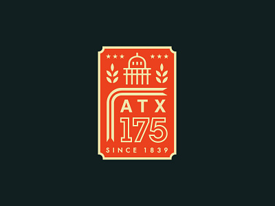 ATX 175 anniversary austin badge branding crest illustration lockup logo shield texas typography vintage