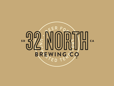 32 North Brewery badge beer branding brewery california crest label lockup logo outline overlay typography