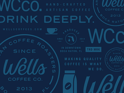 Wells Coffee Co. Postcard badge branding coffee crest florida illustration layout logo pattern postcard seal
