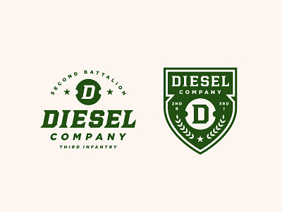 DIESEL Company army badge crest lockup logo military monogram patch seal typography usa