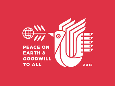 Peace on Earth abstract bird christmas dove globe illustration leaf logo typography world