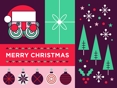 Christmas Card card christmas holiday illustration ornament pattern retro santa snowflake tree typography vintage