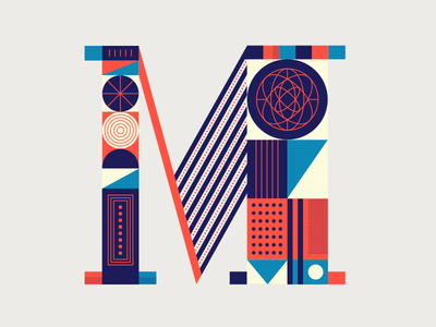 Letter M branding geometric letter line m modern pattern science shapes typography vintage